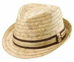 Mocha Madness - Tommy Bahama TBW141OS Natural Buri Braid Burned Raffia Straw Fedora Hat Men