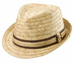 Mocha Madness - Tommy Bahama TBW141OS Natural Buri Braid Burned Raffia Straw Fedora Hat Men
