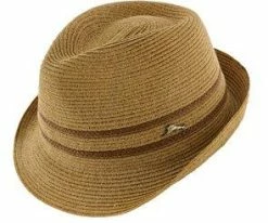 Men Katla - Tommy Bahama TBW223OS Tea Hemp Braid Straw Fedora Hat