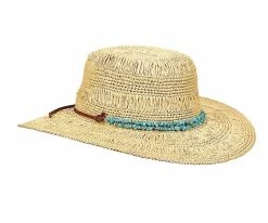 Men Tommy Bahama TBWL54OS Natural Crochet Raffia Wide Brim Hat