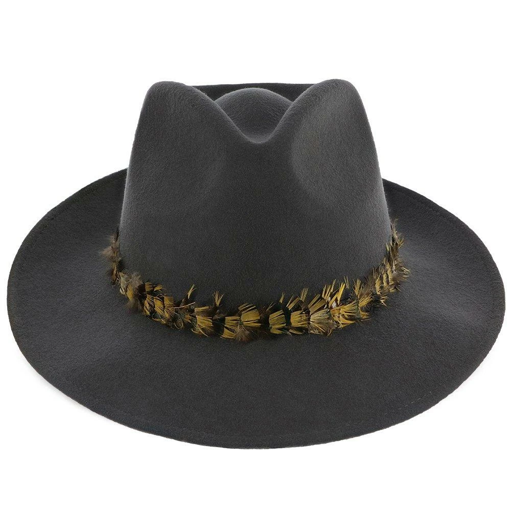 Outlet ๐ Men Messenger - Walrus Hats Grey Center Dent Wool Felt Fedora Hat ๐ 3 Men Messenger - Walrus Hats Grey Center Dent Wool Felt Fedora Hat