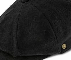 Men Boardwalk - Walrus Hats Black Linen/Cotton Blend 8 Panel Newsboy Cap