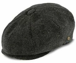 Men Shelby - Walrus Hats Grey Herringbone Wool Blend 8 Panel Kids Newsboy Cap (Toddler, Boys, Youth)