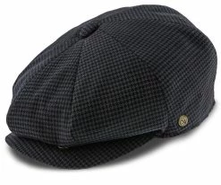 Men Oxford - Walrus Hats Navy/Green Houndstooth Polyester 8 Panel Newsboy Cap