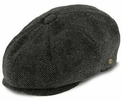 Men Shelby - Walrus Hats Grey Herringbone Wool Blend 8 Panel Kids Newsboy Cap (Toddler, Boys, Youth)