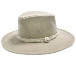 Men Boatsman Charter - Walrus Hats Tan Canvas Fabric Outback Hat - H7012