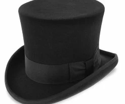 Mad Hatter - Walrus Hats Wool Felt 6 In. Height Victorian Top Hat - H7020 Men