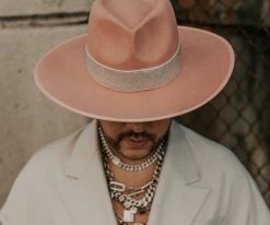 Walrus Hats Castle Pink Fedora Hat W/ Festival Bands