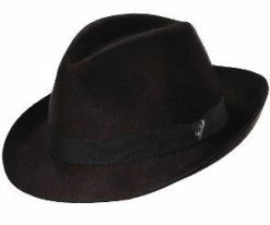 Men Lascar - Woolrich W5052 Grey Wool Felt Crushable Fedora Hat